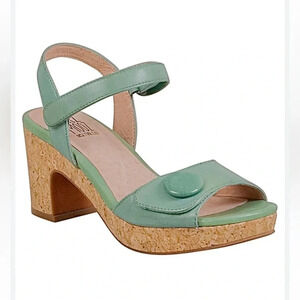 Miz Mooz Cookie Ankle Heeled Platform Leather Sandals 8